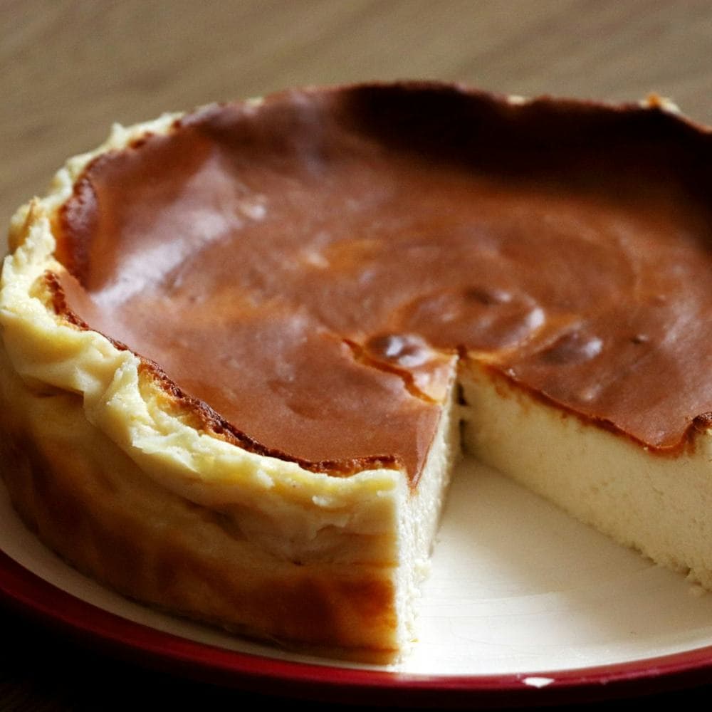 Slice of burnt basque cheesecake